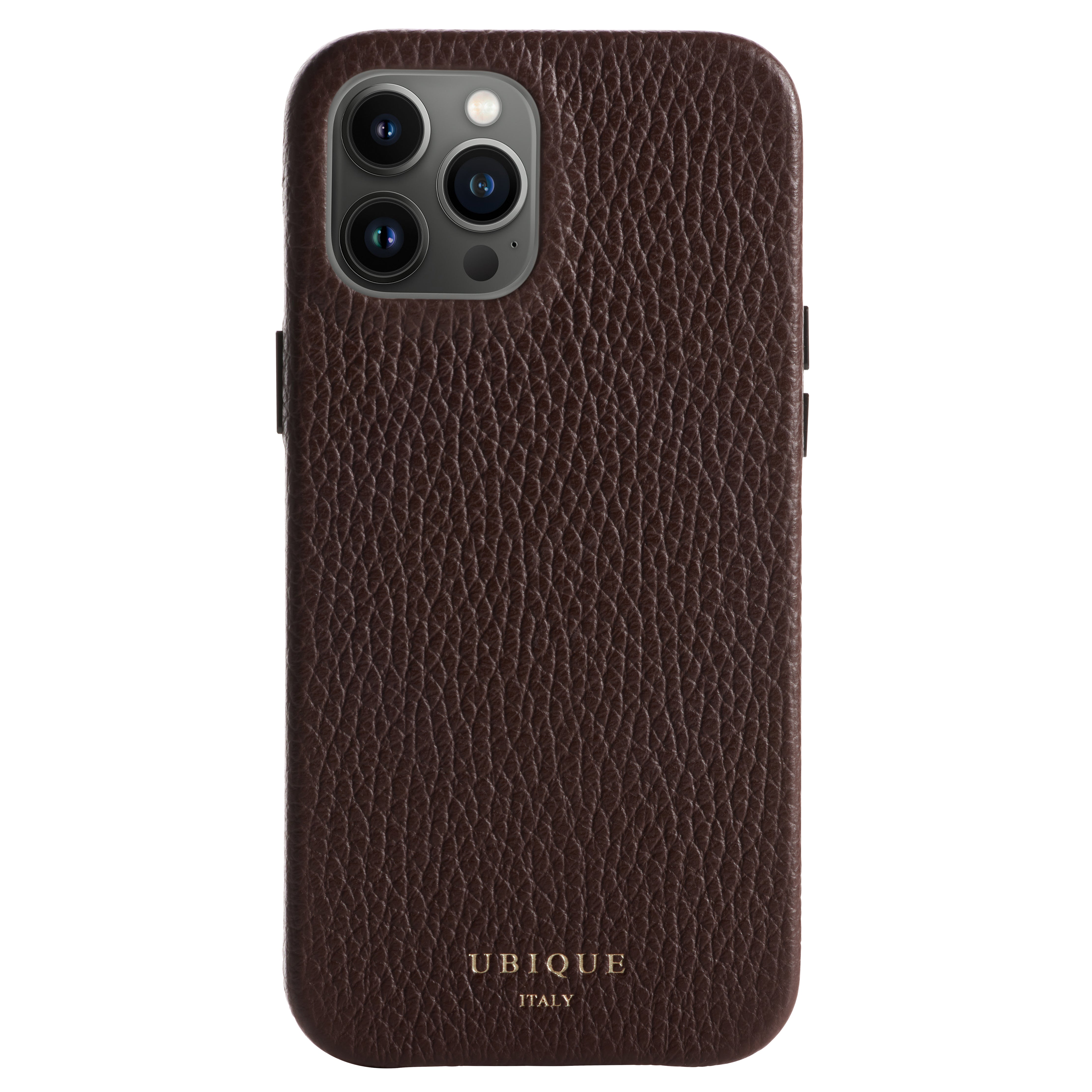 Ubique Italy Luxury iPhone Case 12 Pro Max Pebble Grain Leather Dark Walnut