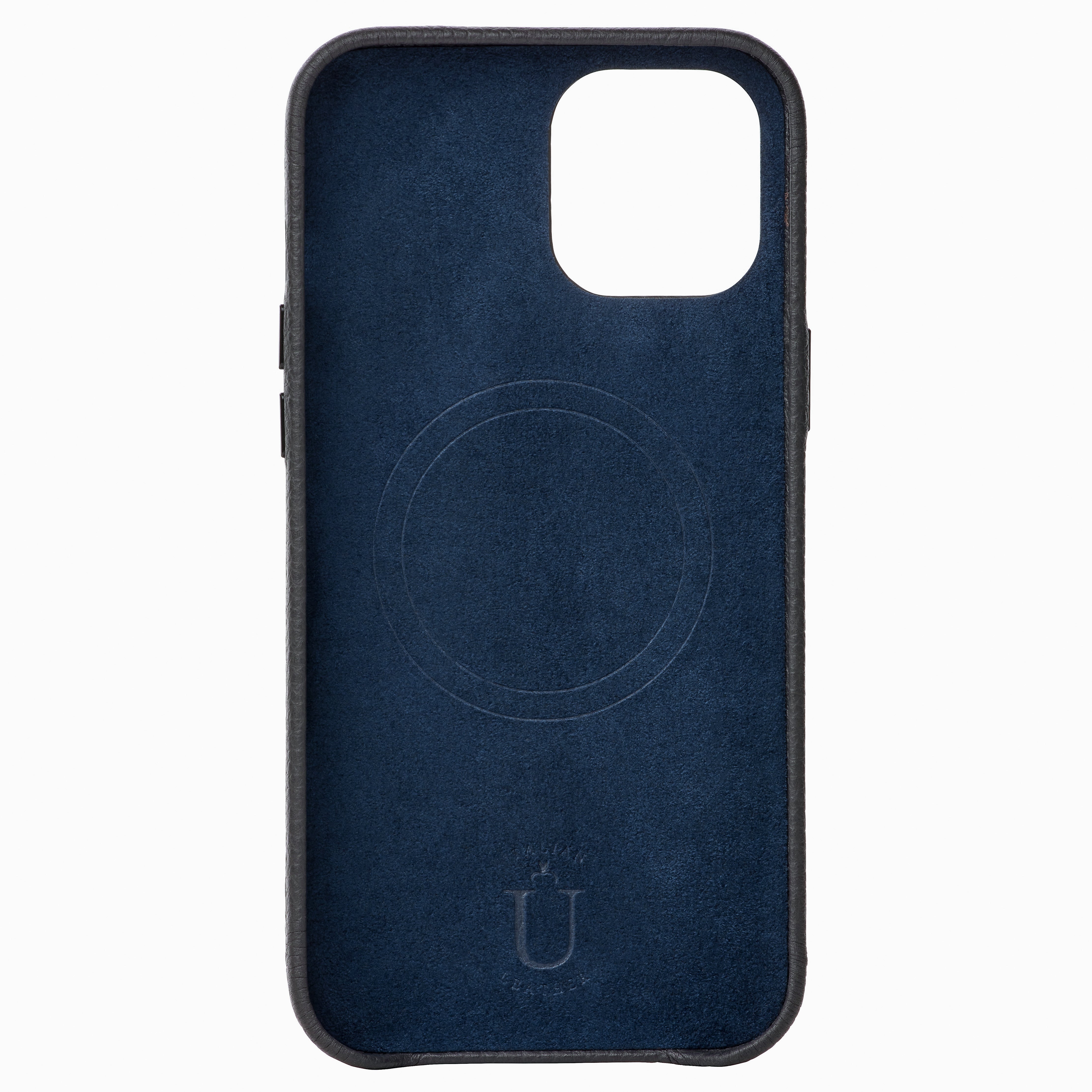 Ubique Italy Luxury iPhone Case 12 Pro Max Pebble Grain Leather Storm Grey Inner Lining