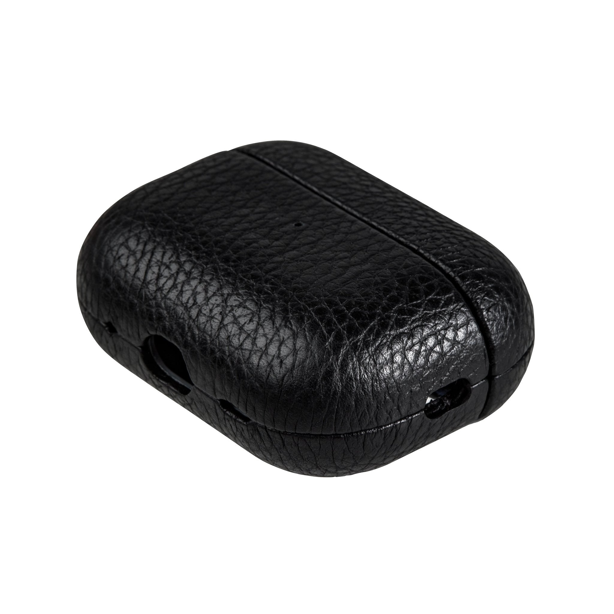 Ubique Italy Luxury AirPods Pro 2 Case Pebble Grain Leather Black Angled