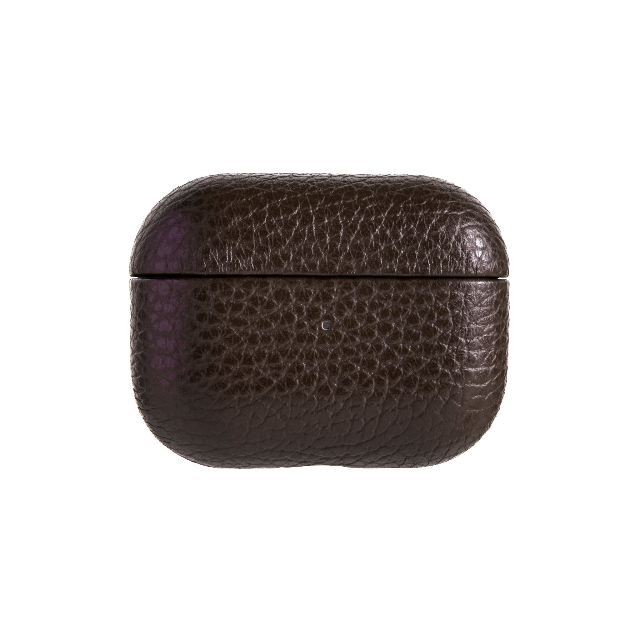 Ubique Italy Luxury AirPods Pro 2 Case Pebble Grain Leather Dark Walnut Front