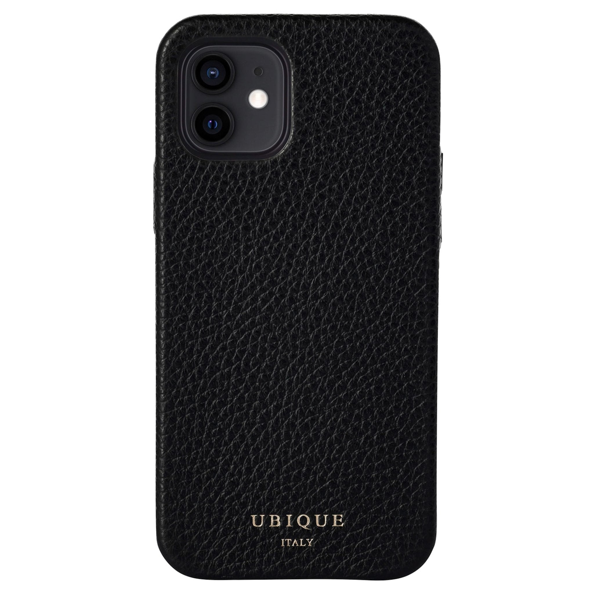 Ubique Italy Luxury iPhone Case 12 Pebble Grain Leather Black