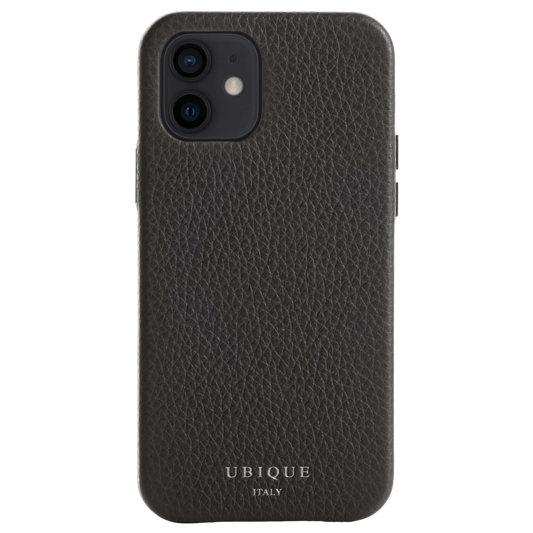 Ubique Italy Luxury iPhone Case 12 Pebble Grain Leather Storm Grey