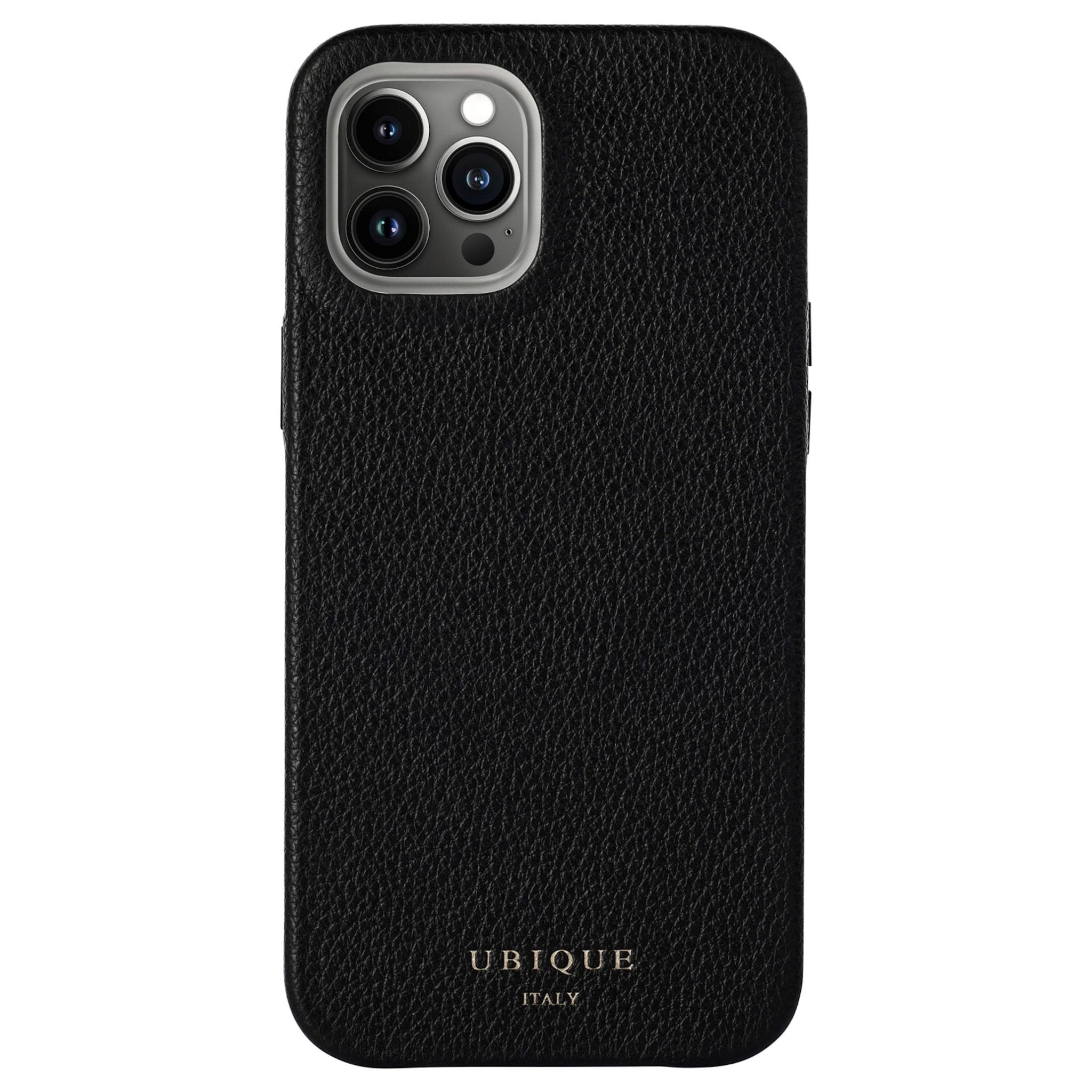 Ubique Italy Luxury iPhone Case 12 Pro Max Pebble Grain Leather Black