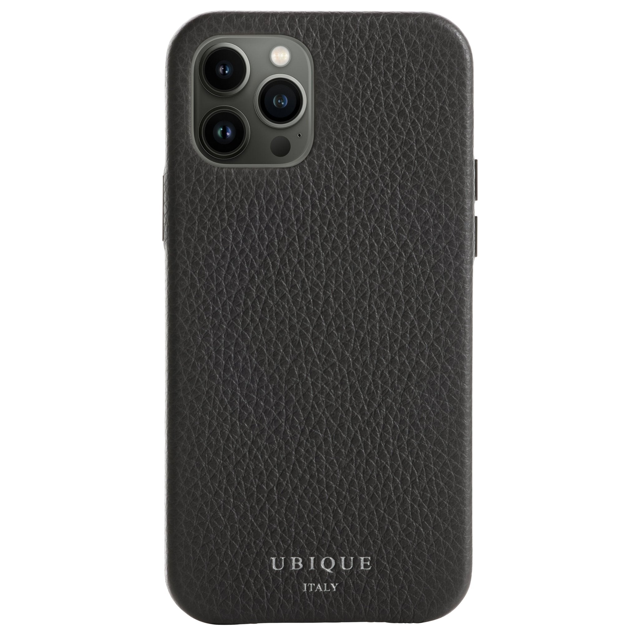 Ubique Italy Luxury iPhone Case 12 Pro Pebble Grain Leather Storm Grey