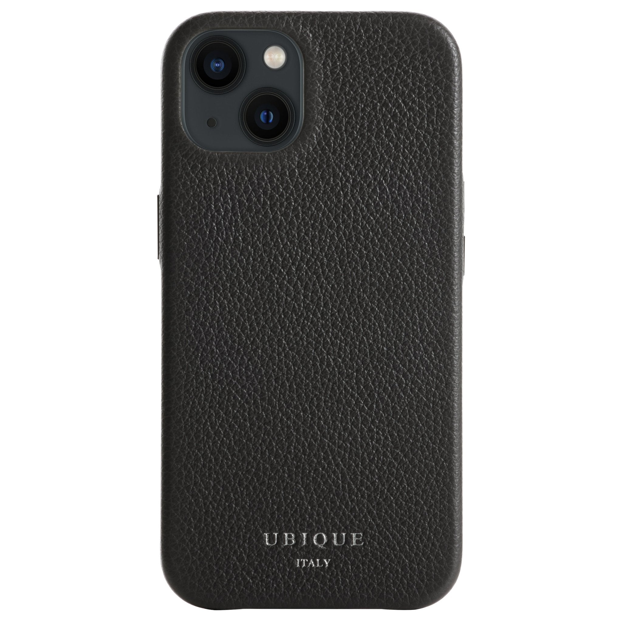 Ubique Italy Luxury iPhone Case 13 Pebble Grain Leather Storm Grey