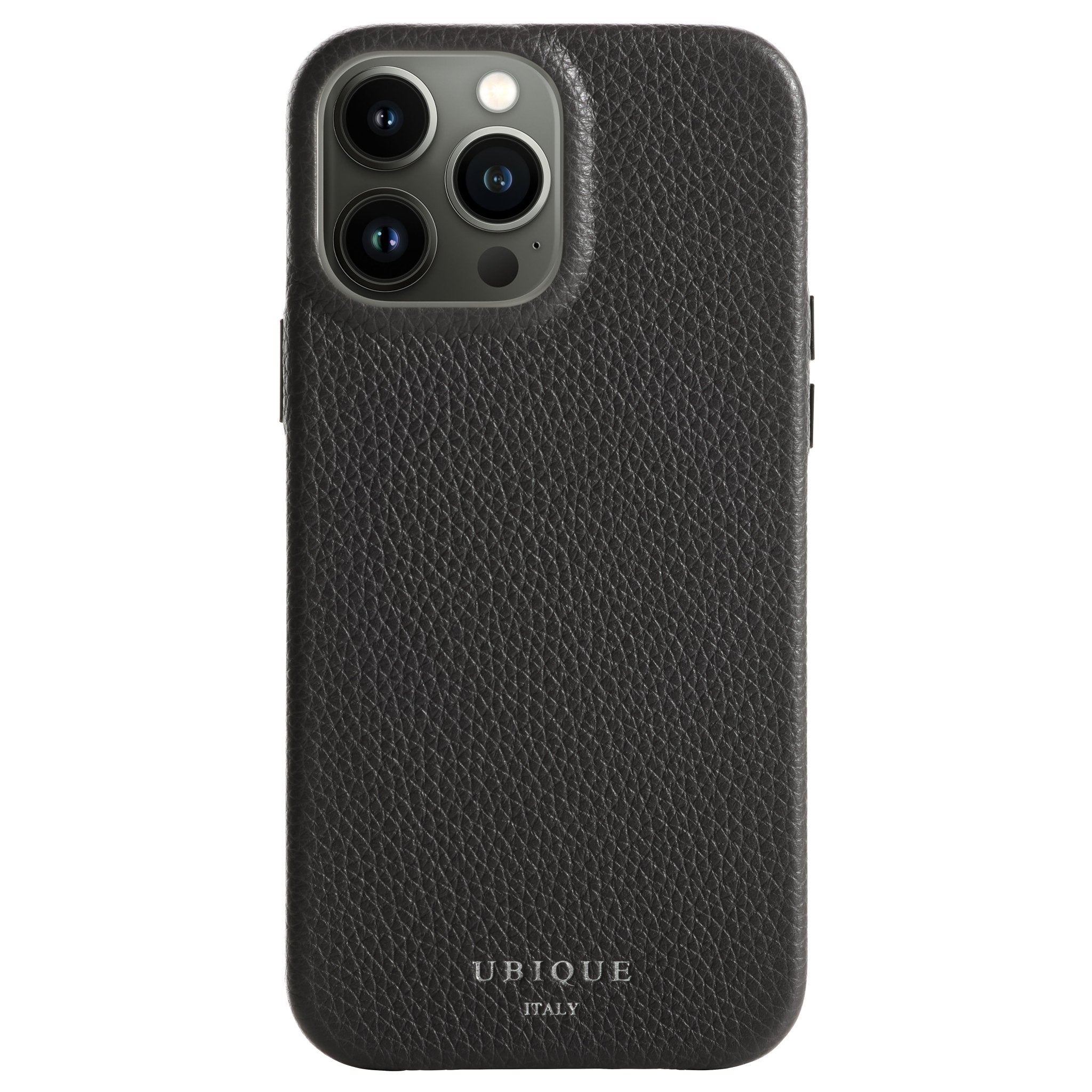 Ubique Italy Luxury iPhone Case 13 Pro Max Pebble Grain Leather Storm Grey Front