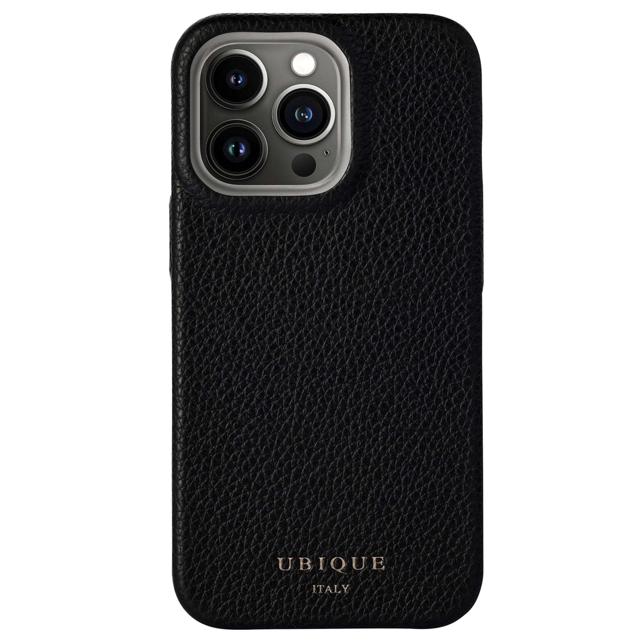 Ubique Italy Luxury iPhone Case 13 Pro Pebble Grain Leather Black