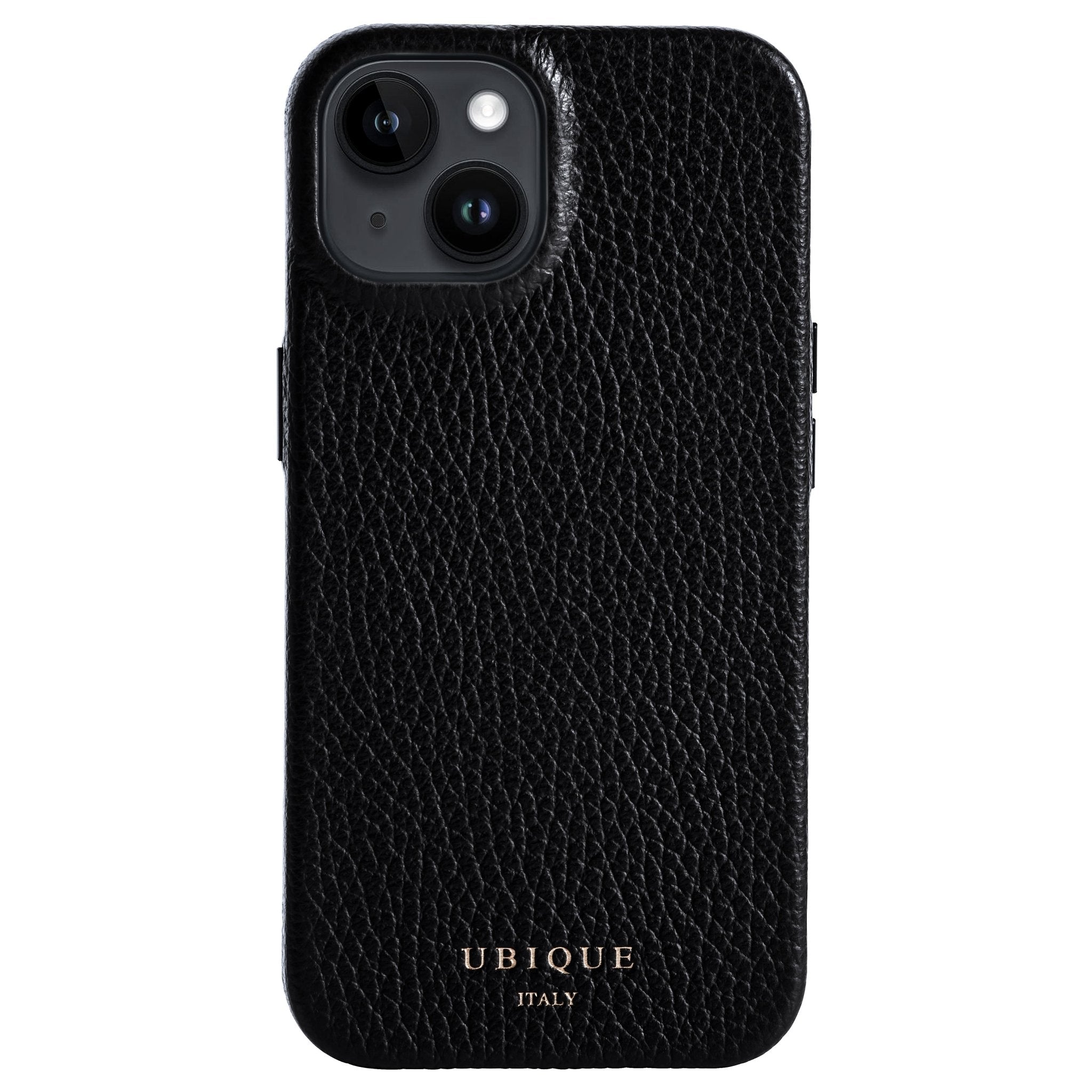 Ubique Italy Luxury iPhone Case 14 Pebble Grain Leather Black