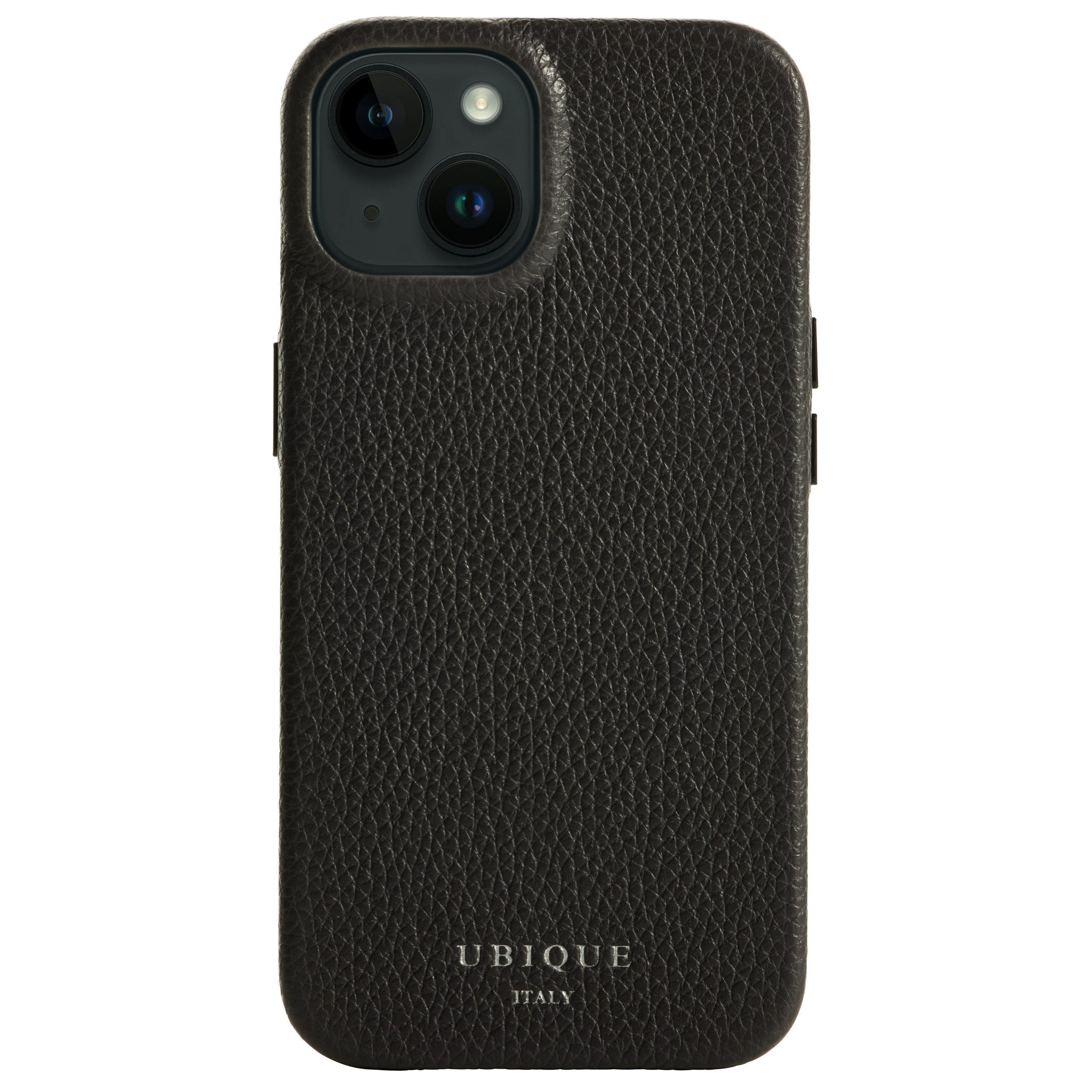 Ubique Italy Luxury iPhone Case 14 Pebble Grain Leather Storm Grey