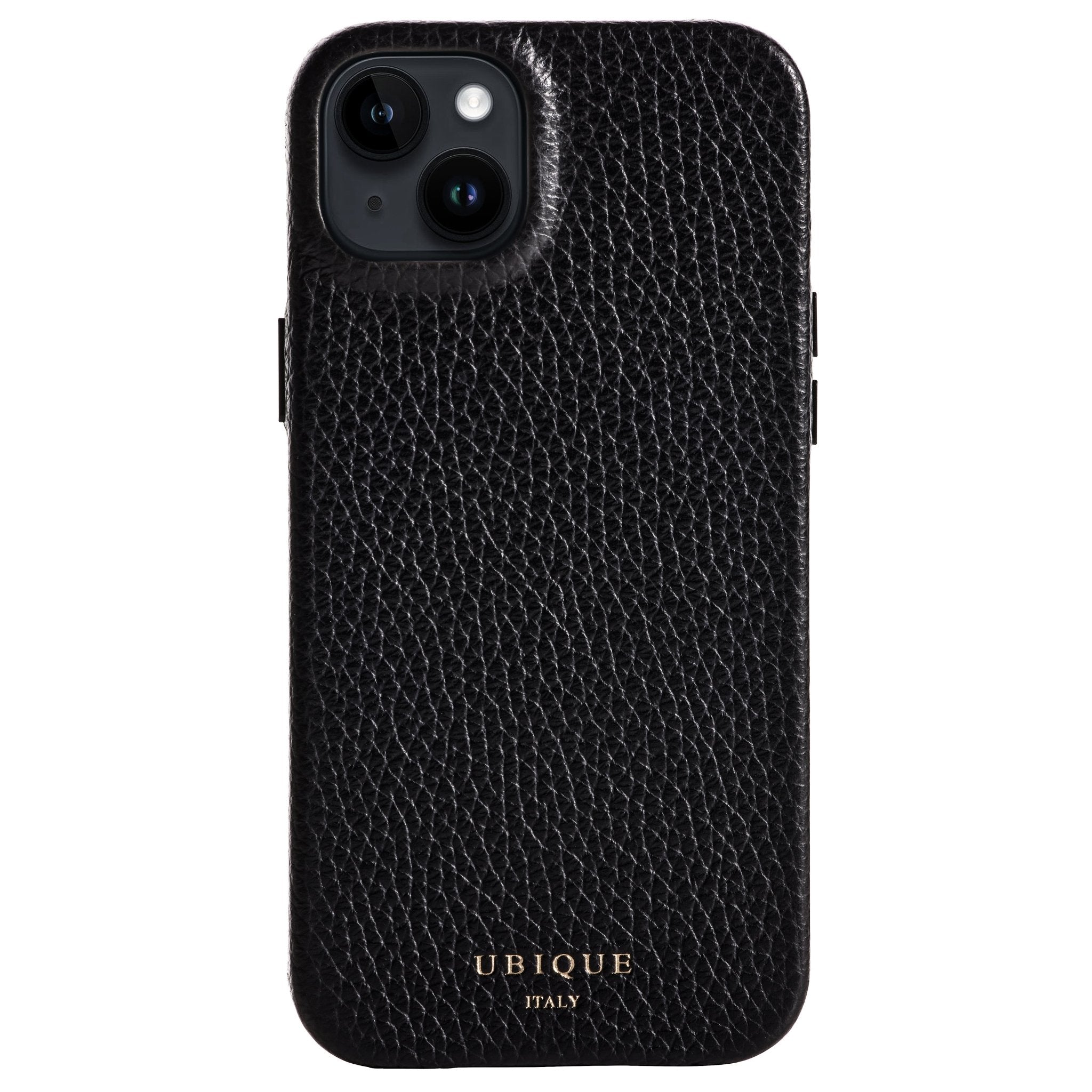 Ubique Italy Luxury iPhone Case 14 Pebble Grain Leather Black