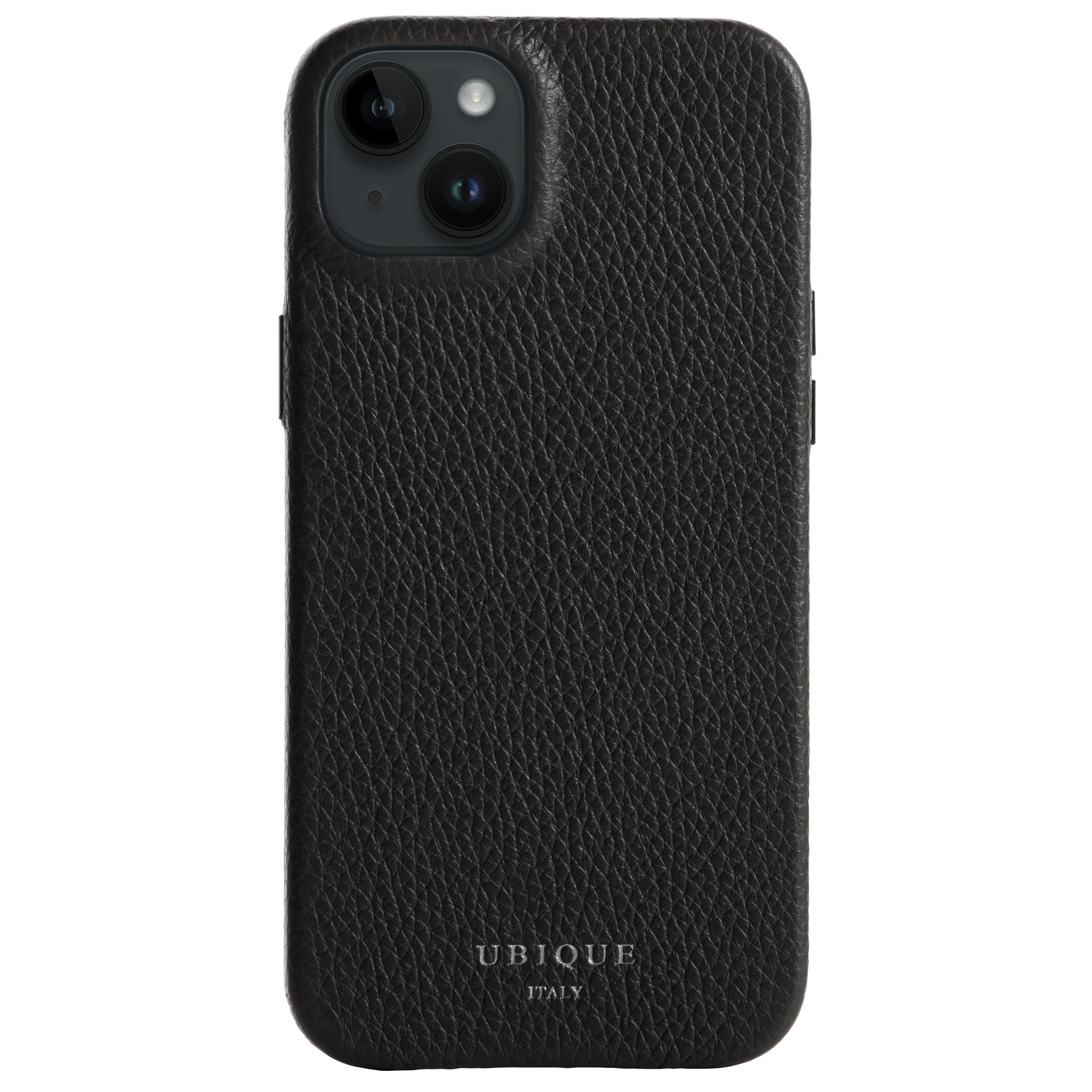 Ubique Italy Luxury iPhone Case 14 Pebble Grain Leather Storm Grey