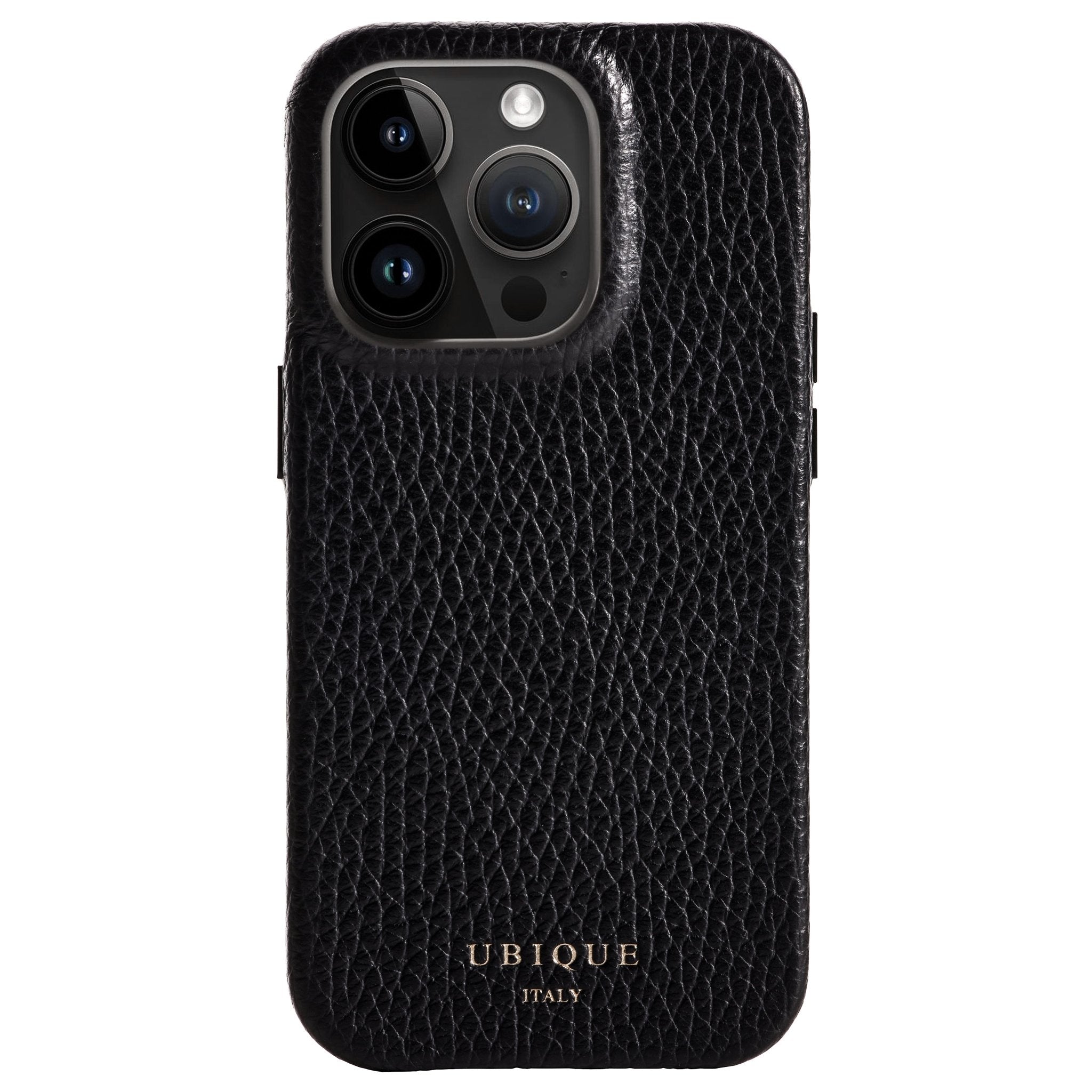 Ubique Italy Luxury iPhone Case 14 Pebble Grain Leather Black