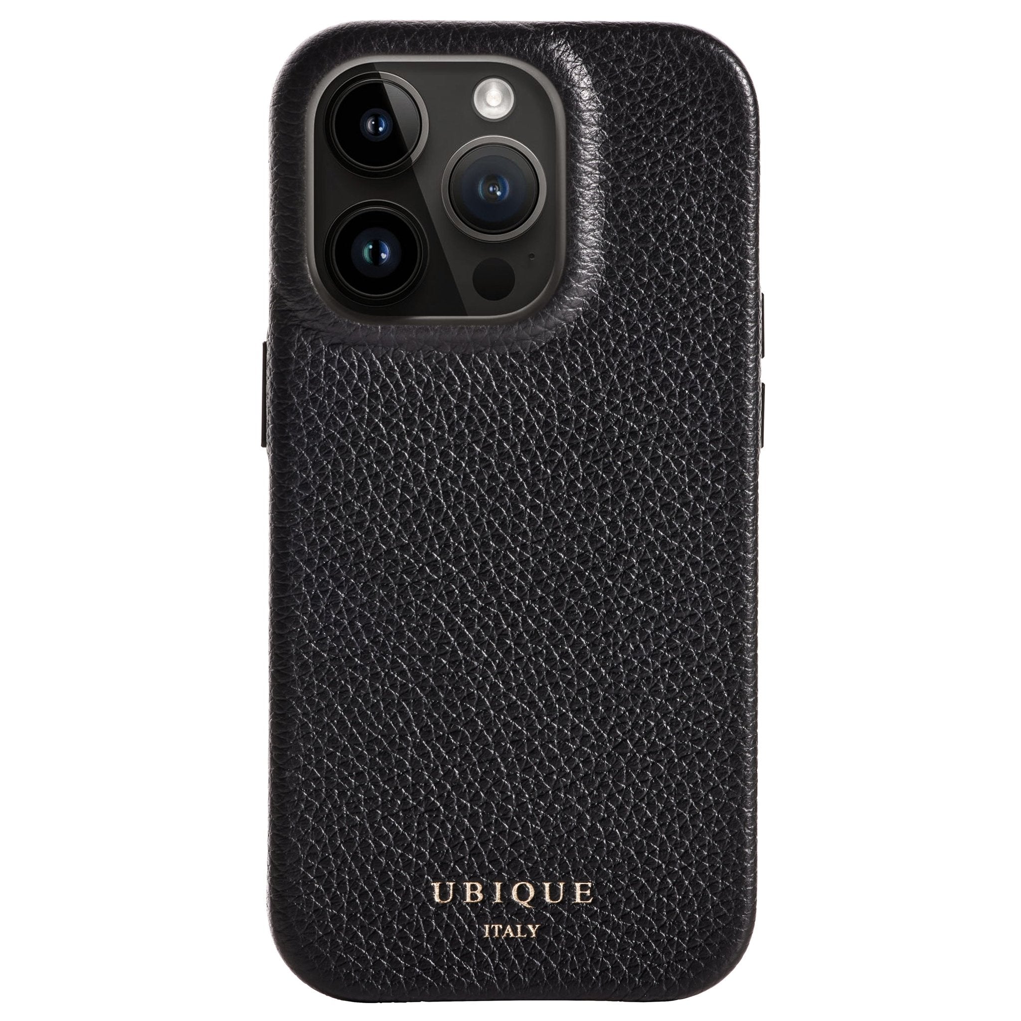 Ubique Italy Luxury iPhone Case 14 Pebble Grain Leather Black