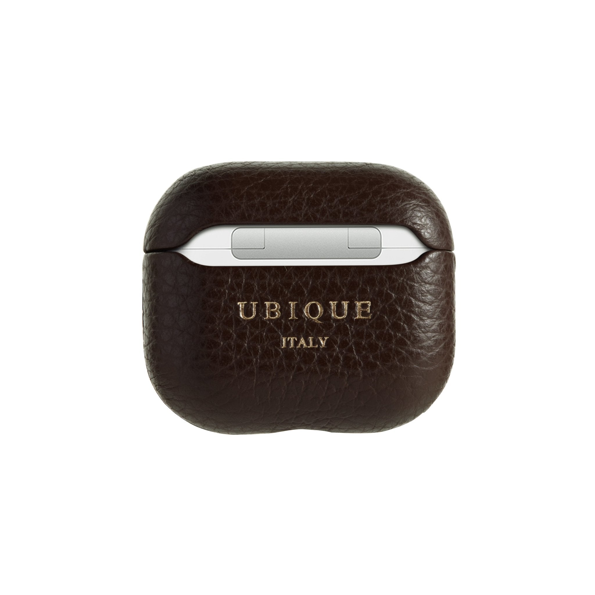 Ubique Italy Luxury AirPods 3 Case Pebble Grain Leather Dark Walnut