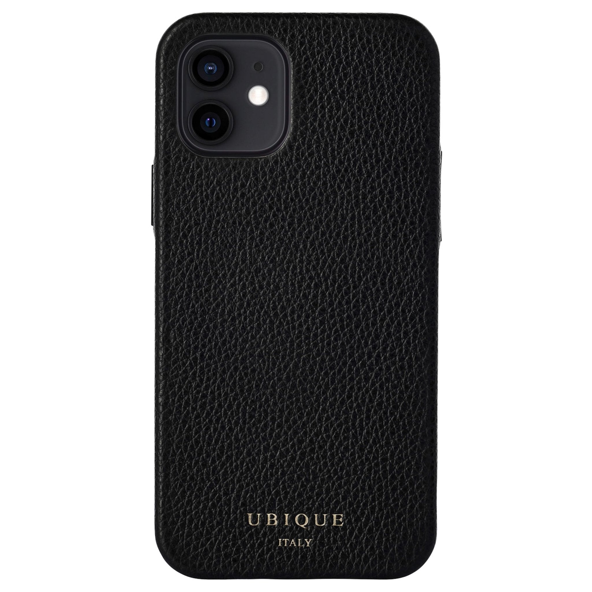 Ubique Italy Luxury iPhone Case 12 Pebble Grain Leather Black