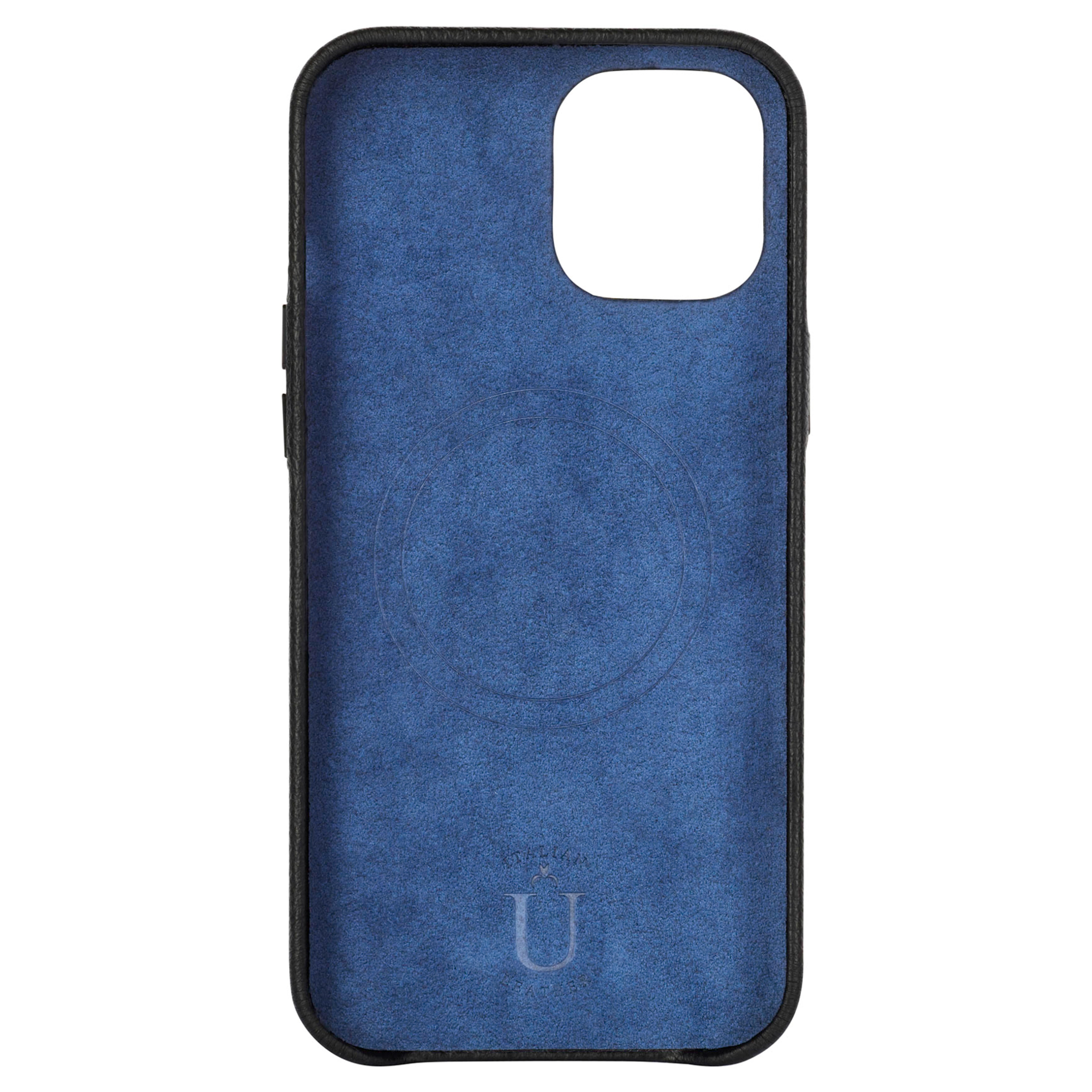Ubique Italy Luxury iPhone Case 12 Pro Max Pebble Grain Leather Black Inner Lining