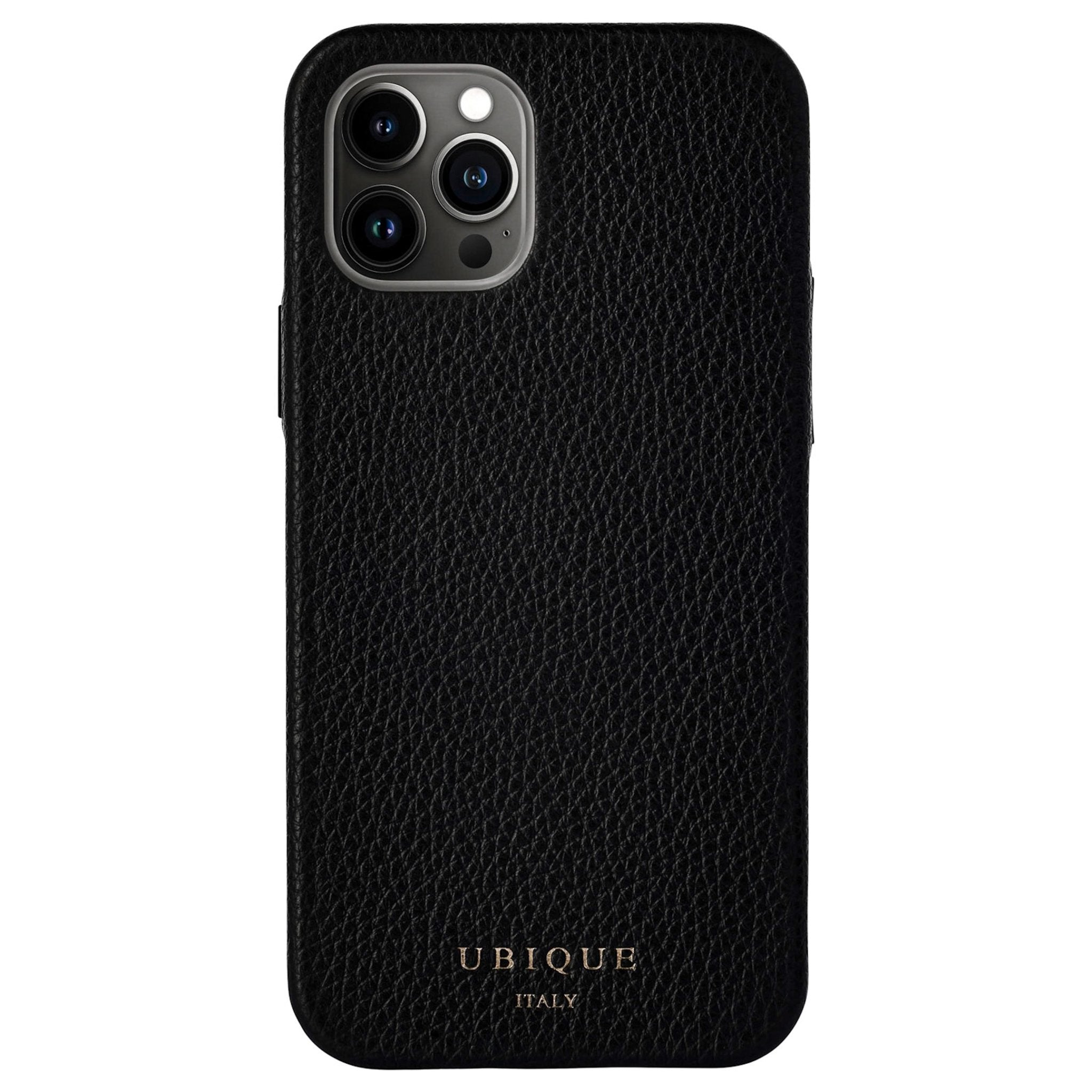 Ubique Italy Luxury iPhone Case 12 Pro Pebble Grain Leather Black
