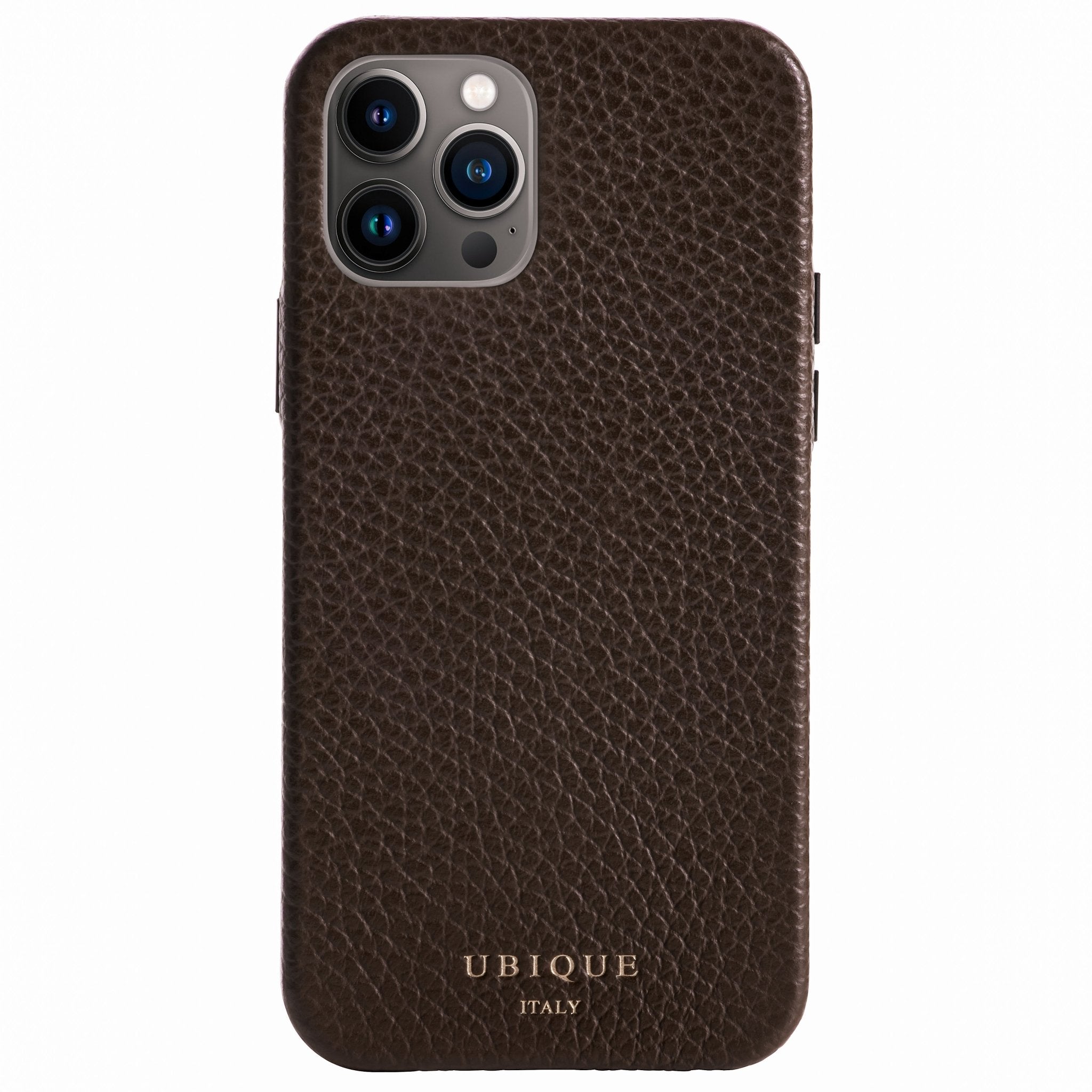 Ubique Italy Luxury iPhone Case 12 Pro Pebble Grain Leather Dark Walnut