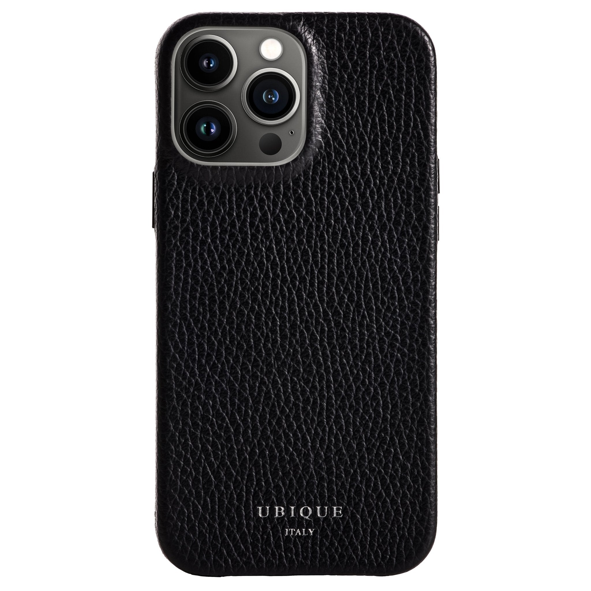 Ubique Italy Luxury iPhone Case 13 Pro Max Pebble Grain Leather Black