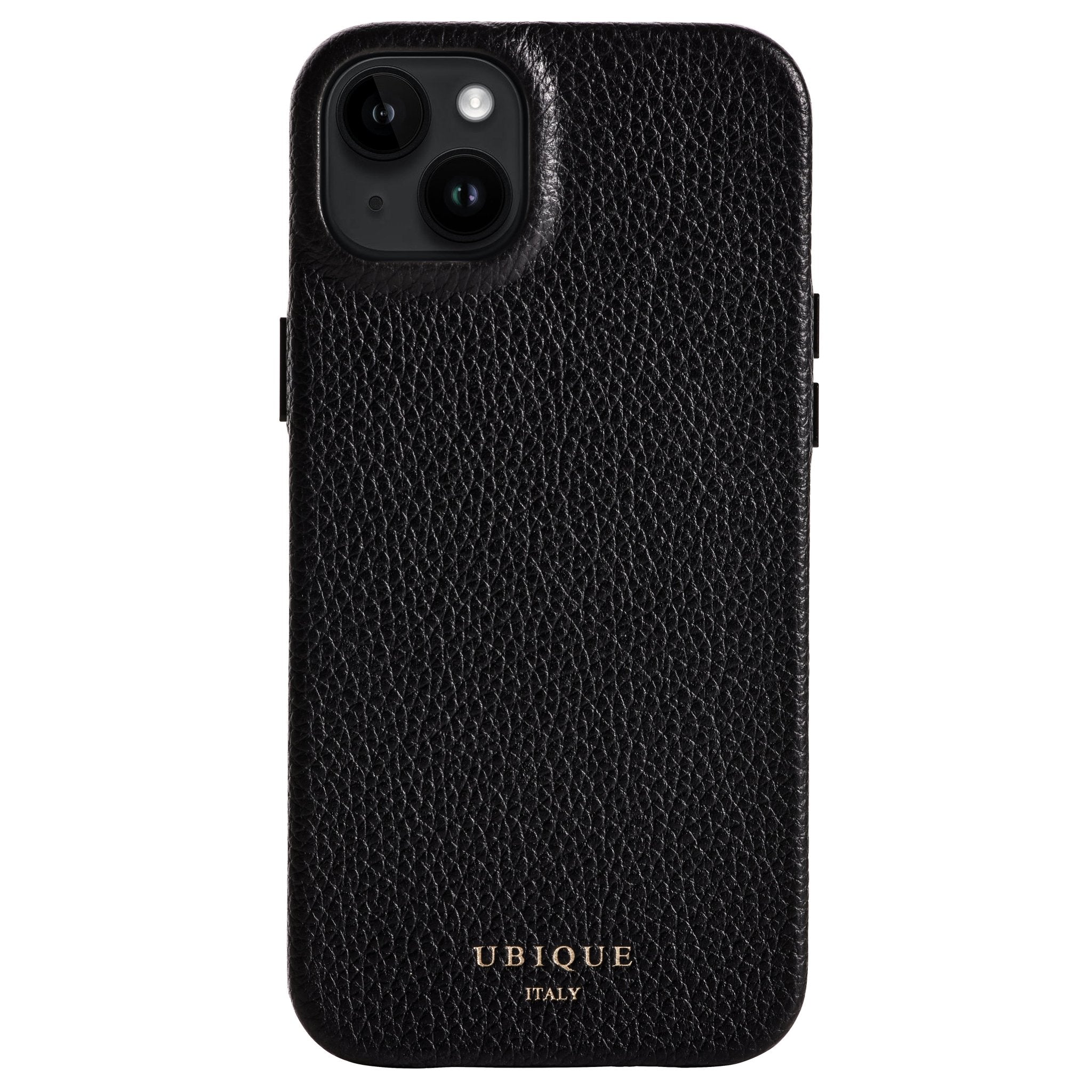 Ubique Italy Luxury iPhone Case 14 Pebble Grain Leather Black